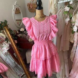 Pink Ruffled Mini Dress